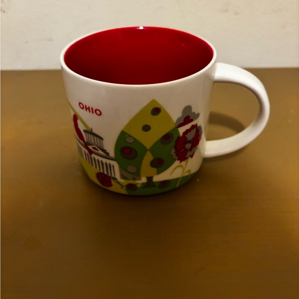 Starbucks Ohio You Are Here Collection Red Interior Ceramic Mug with Green